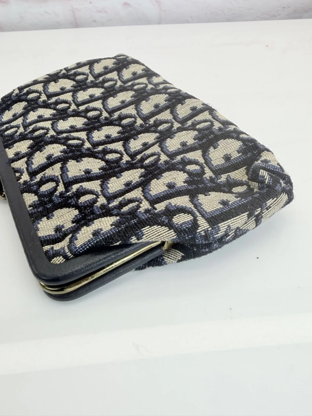 Christian Dior Trotteur Vintage Classic Navy Kisslock Vintage Clasp Wallet